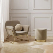 Lara Beige Velvet Small Pouffe   Nicholas John Interiors