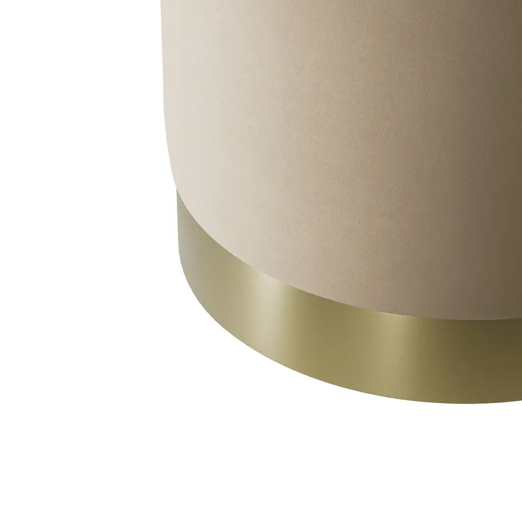 Lara Beige Velvet Small Pouffe   Nicholas John Interiors