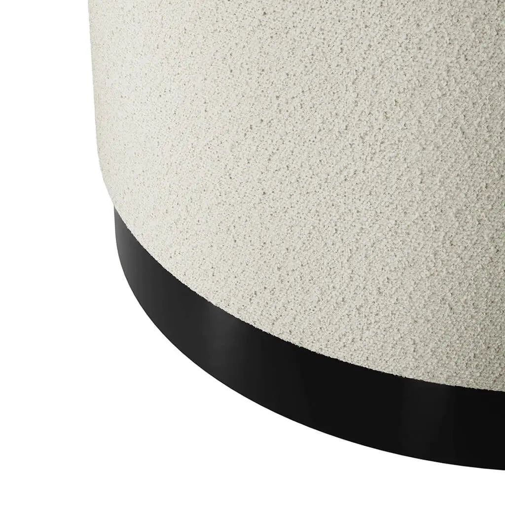 Lara Ivory Boucle Large Pouffe   Nicholas John Interiors