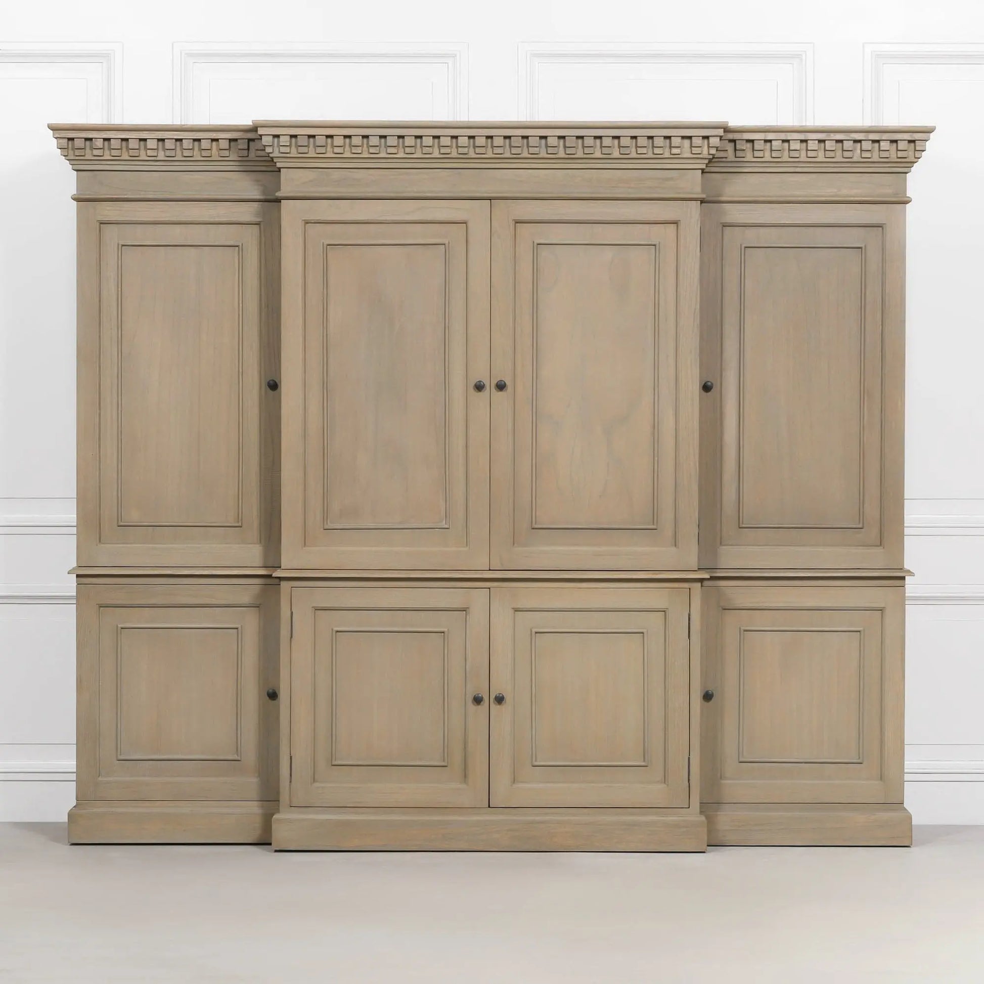 Large Wooden Triple Breakfront TV Cabinet   Nicholas John Interiors