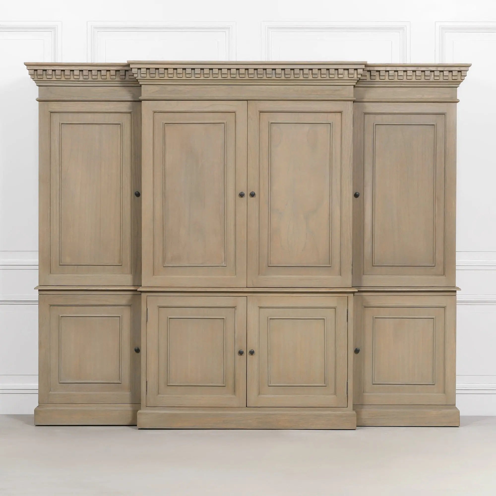 Large Wooden Triple Breakfront TV Cabinet   Nicholas John Interiors