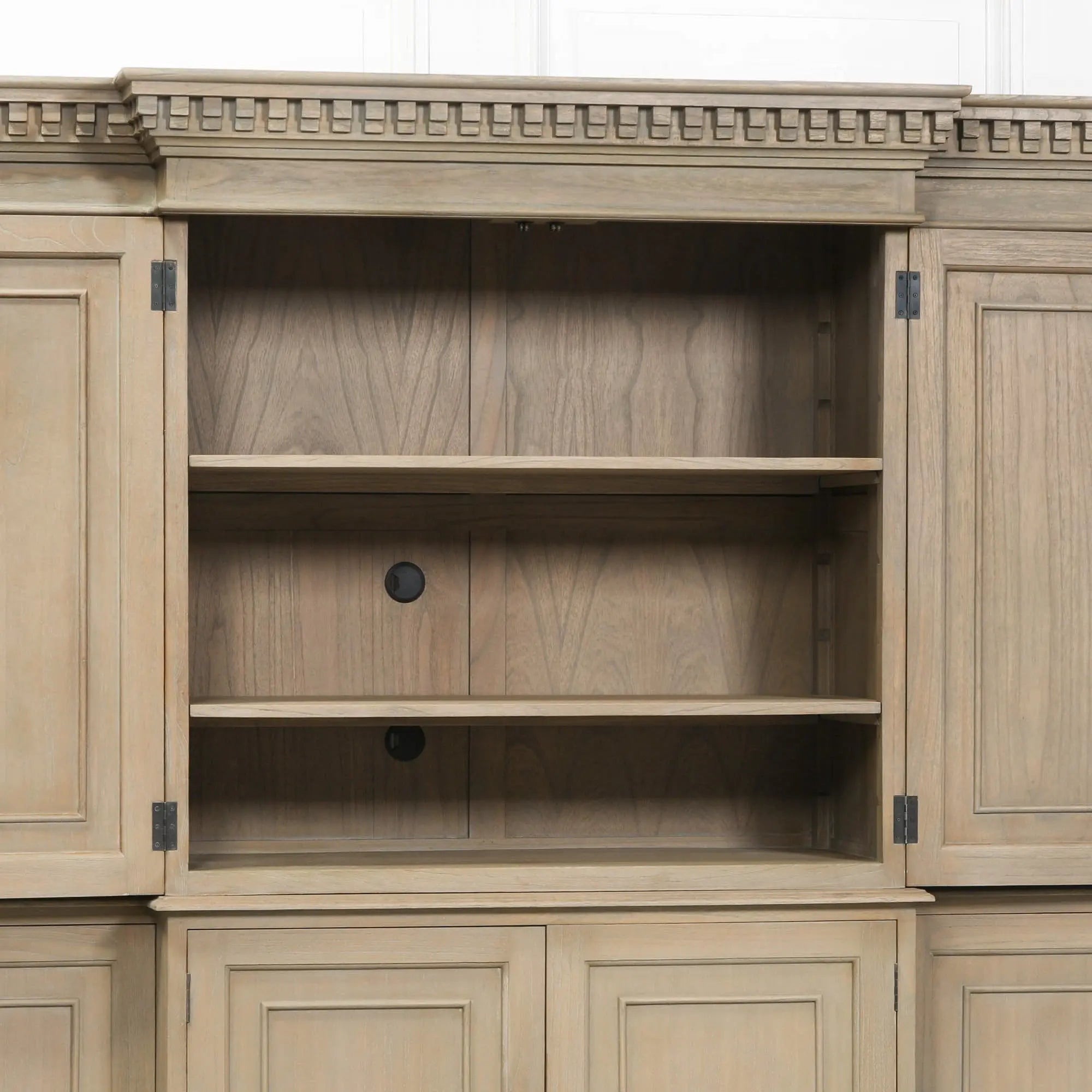 Large Wooden Triple Breakfront TV Cabinet   Nicholas John Interiors