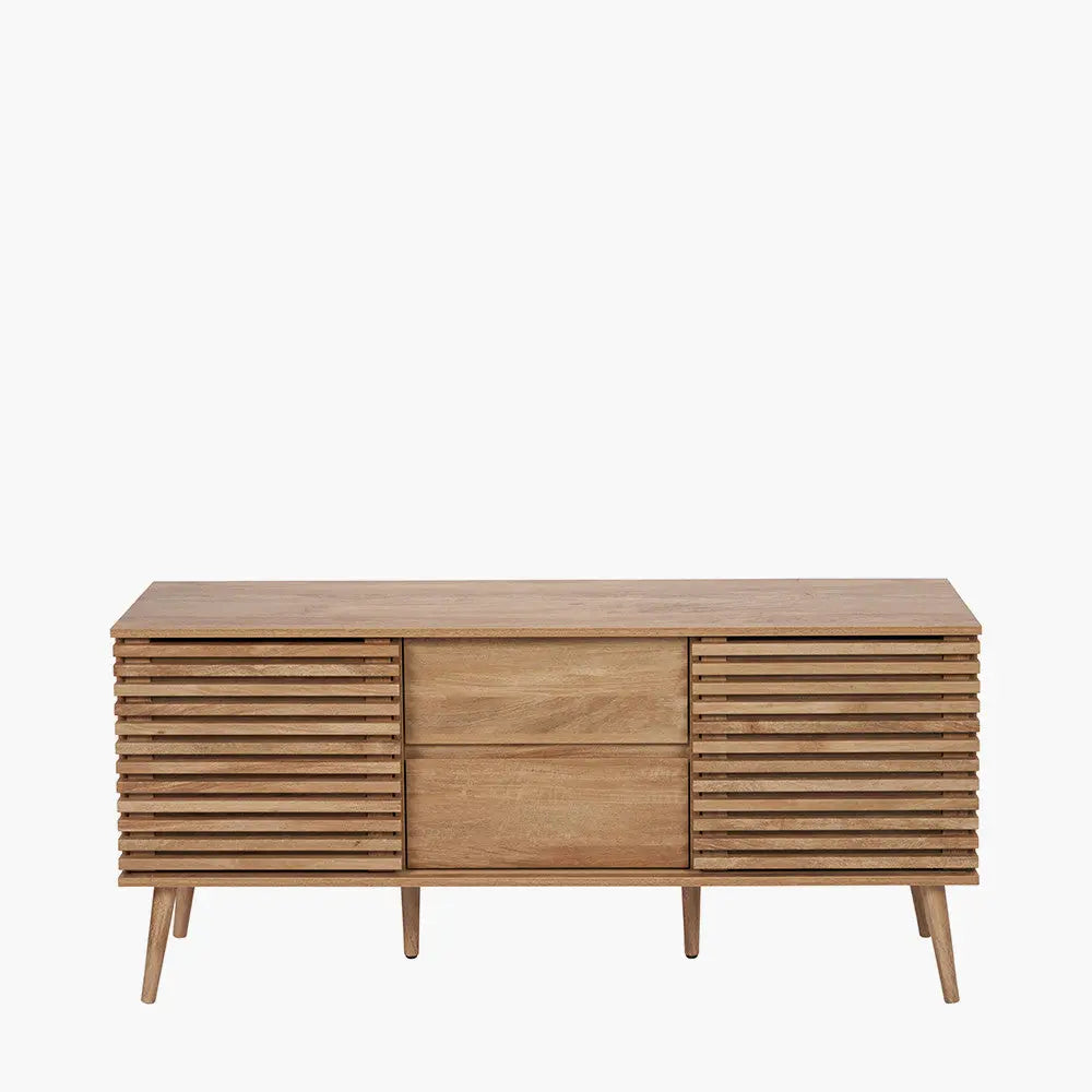Larvik Natural Eucalyptus Wood 2 Door 2 Drawer Sideboard   Nicholas John Interiors