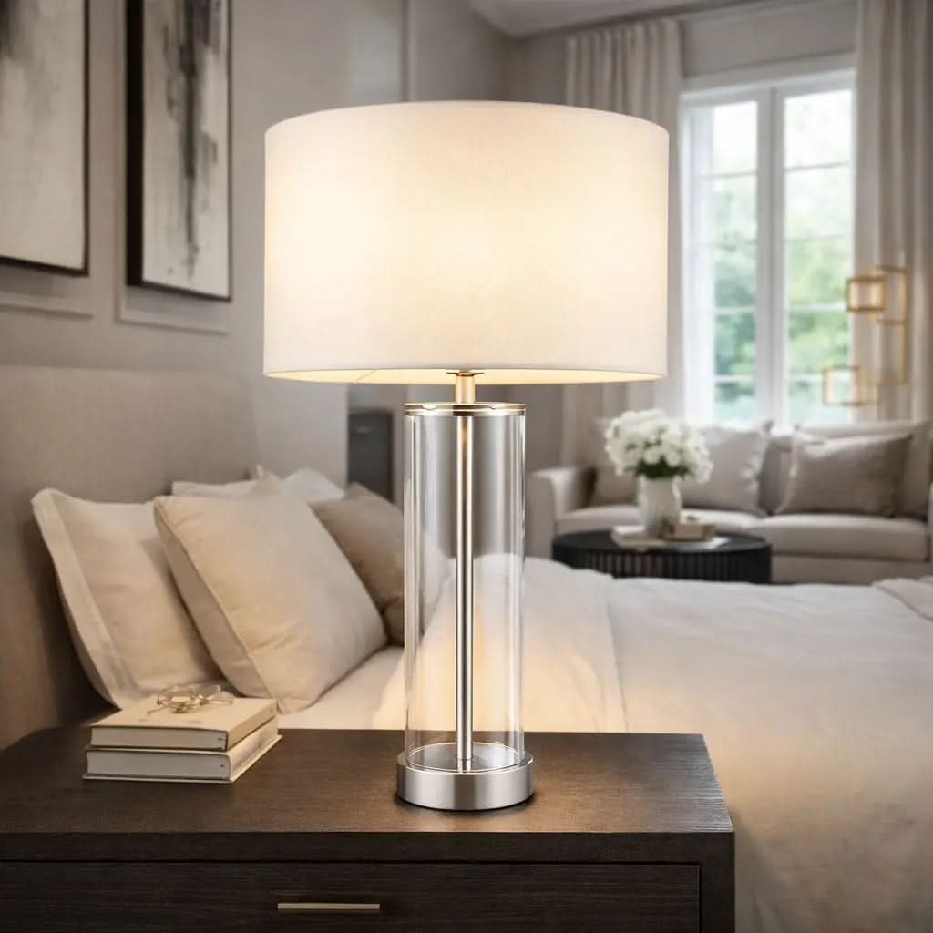 Lessara Table Lamp Bright Nickel   Nicholas John Interiors