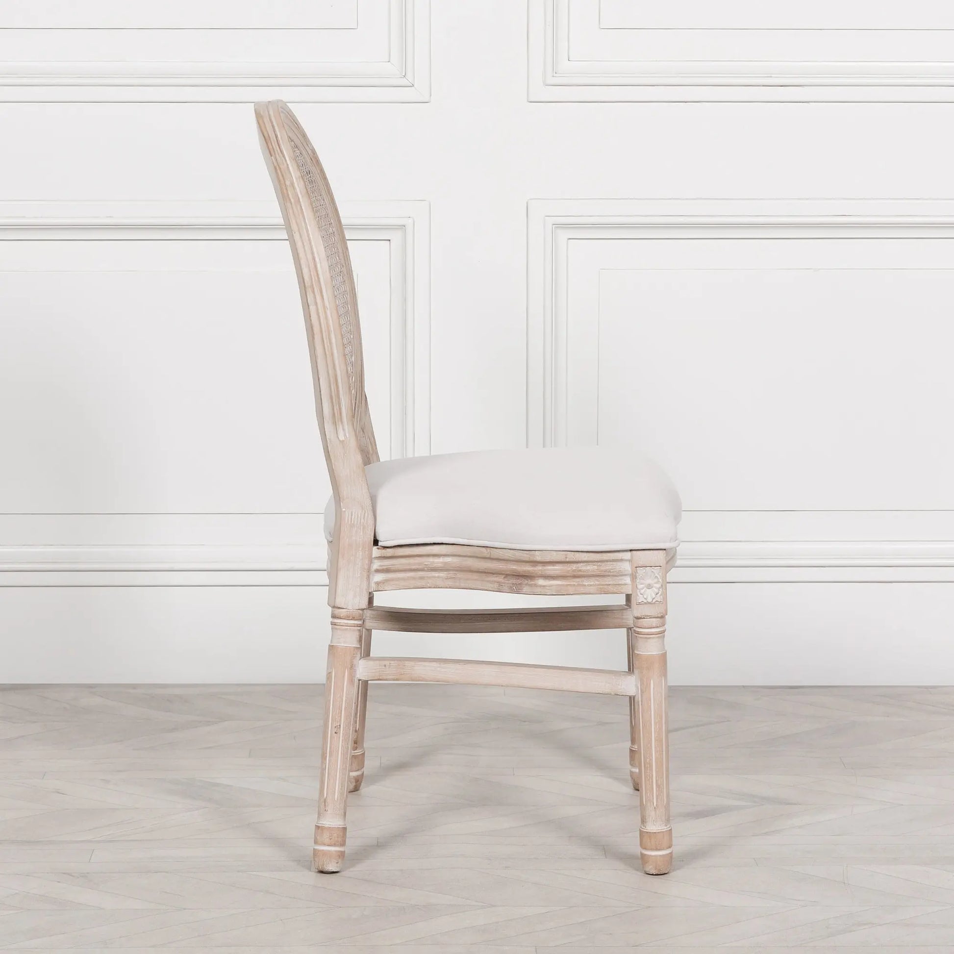 Light Wooden Louis Upholstered Dining Chair   Nicholas John Interiors