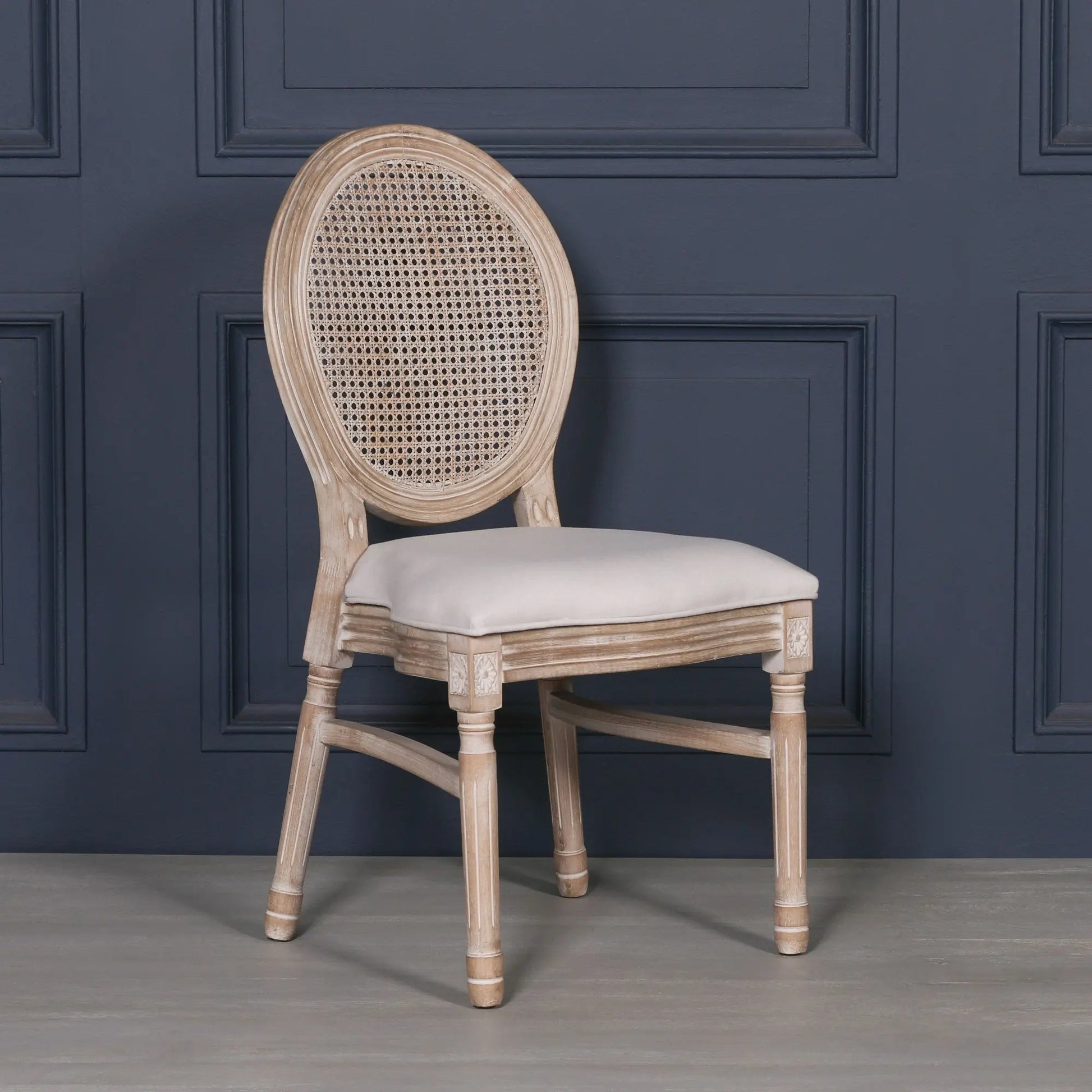 Light Wooden Louis Upholstered Dining Chair   Nicholas John Interiors
