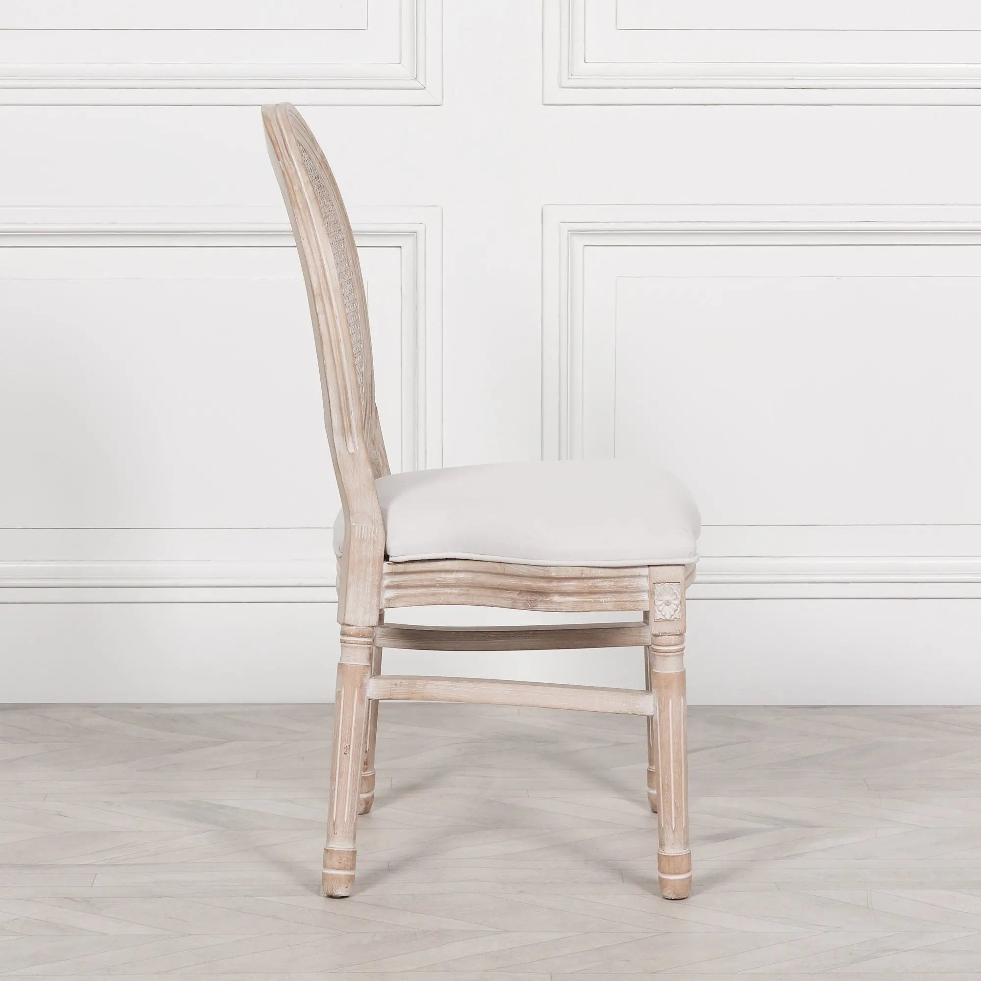 Light Wooden Louis Upholstered Dining Chair   Nicholas John Interiors