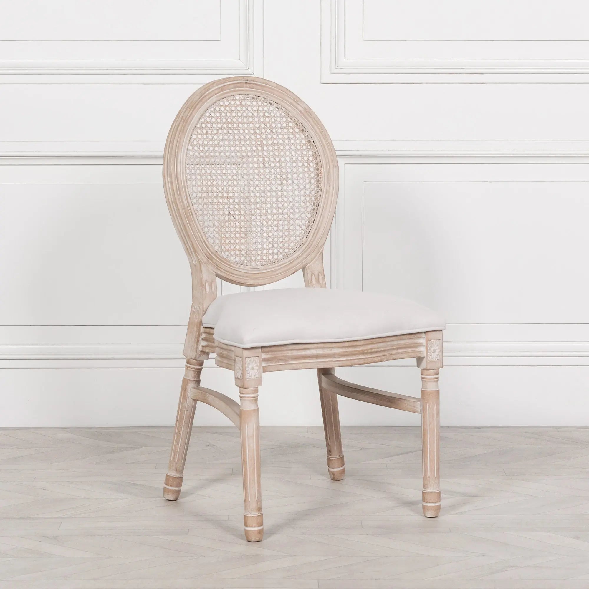 Light Wooden Louis Upholstered Dining Chair   Nicholas John Interiors
