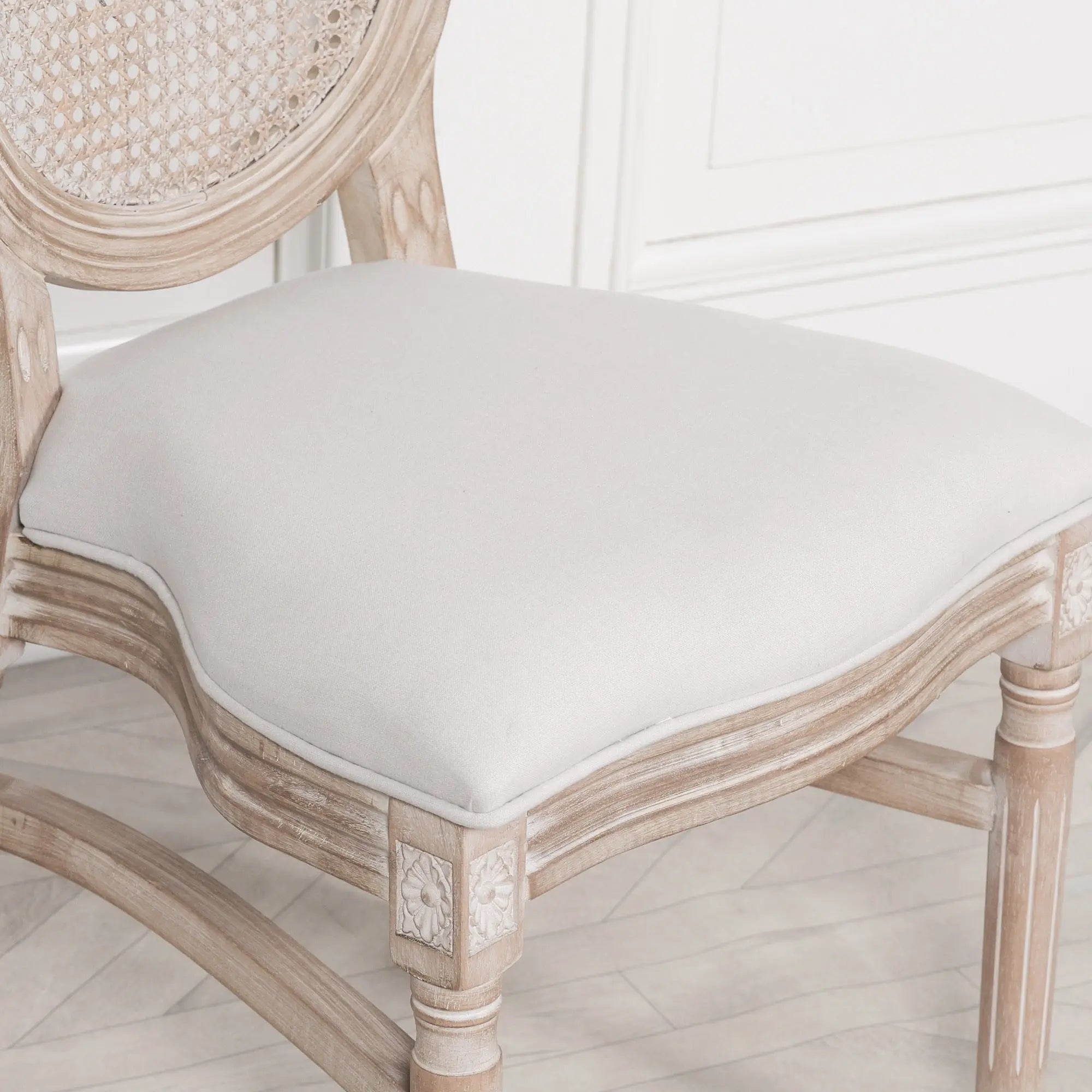 Light Wooden Louis Upholstered Dining Chair   Nicholas John Interiors