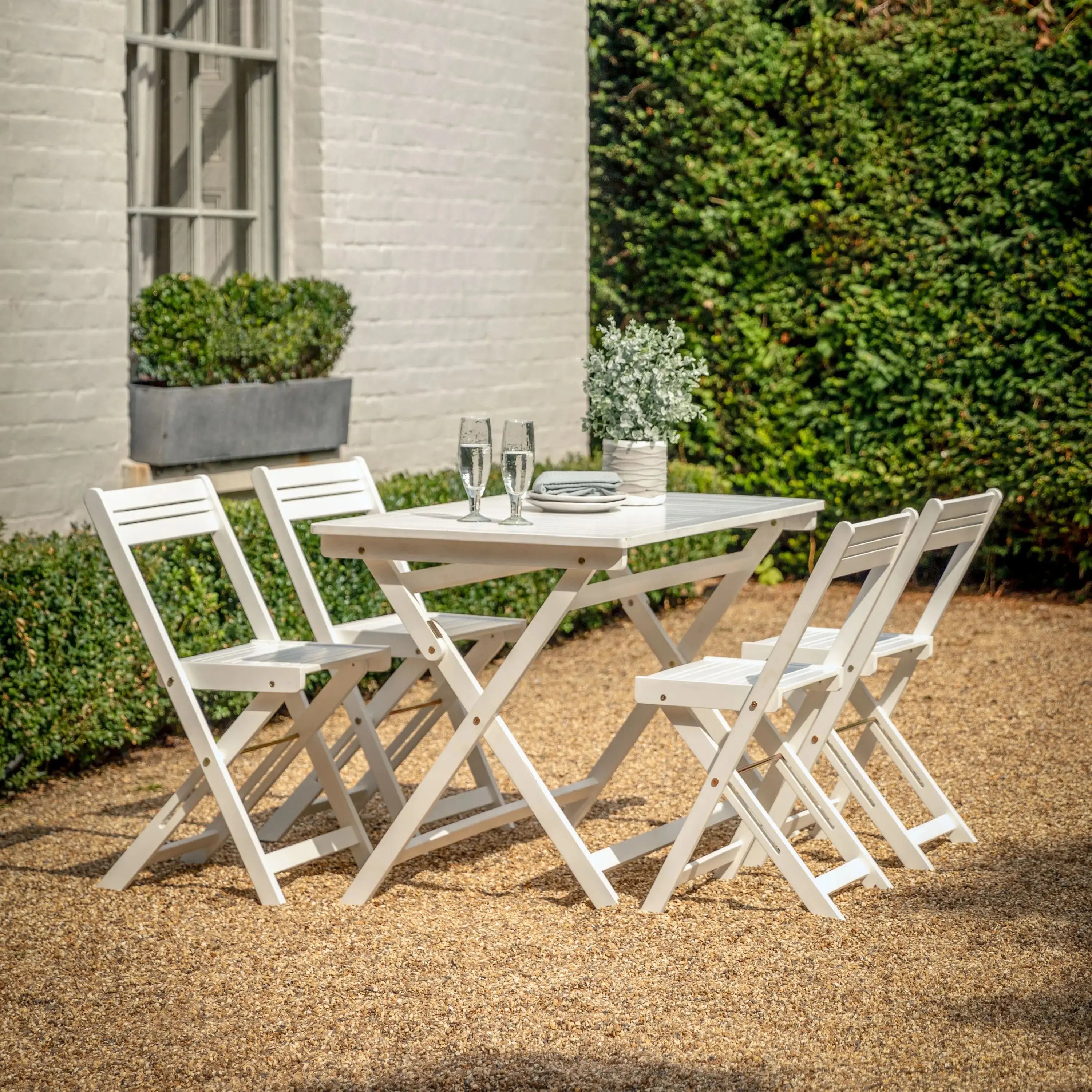 Lindora White Folding Dining Set   Nicholas John Interiors