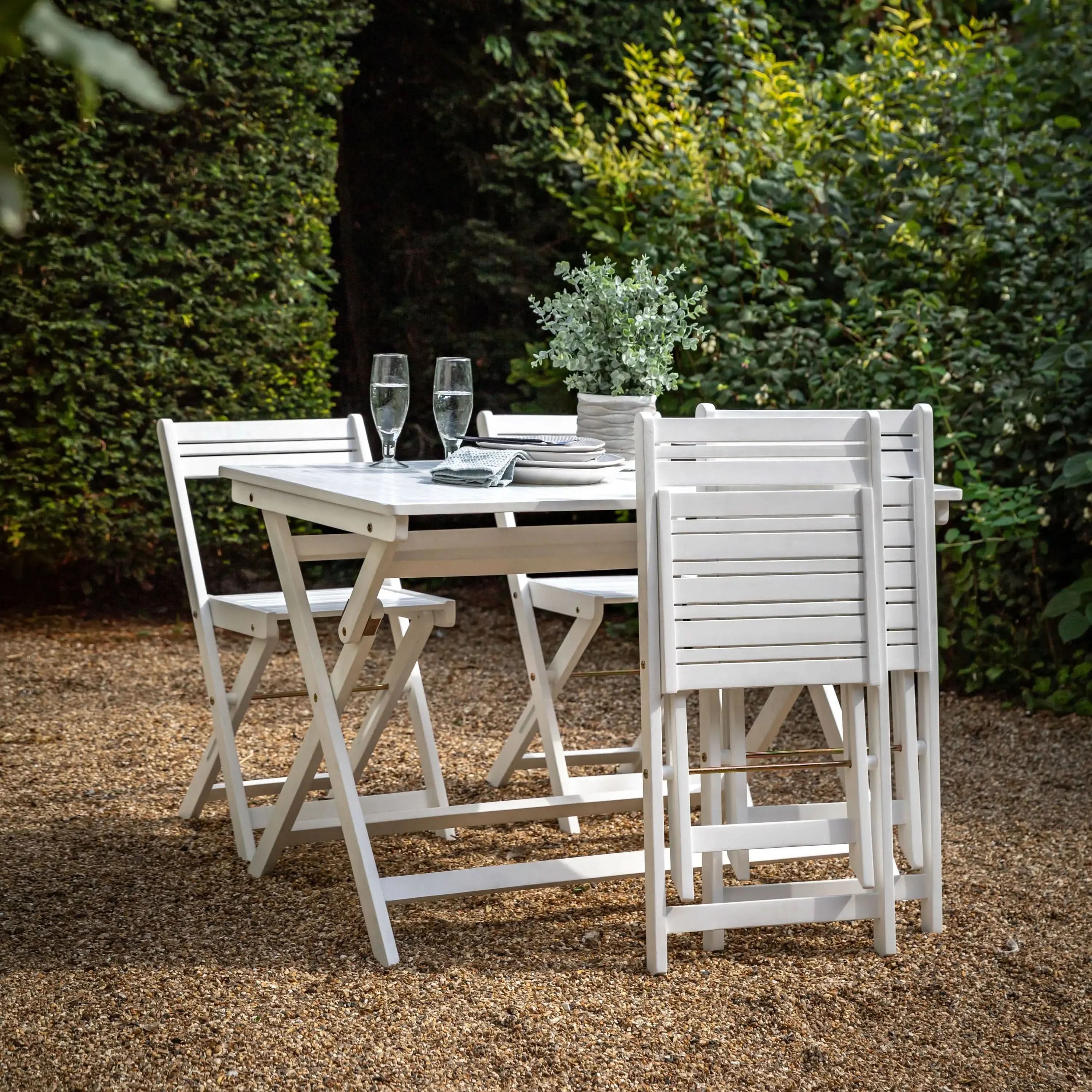 Lindora White Folding Dining Set   Nicholas John Interiors