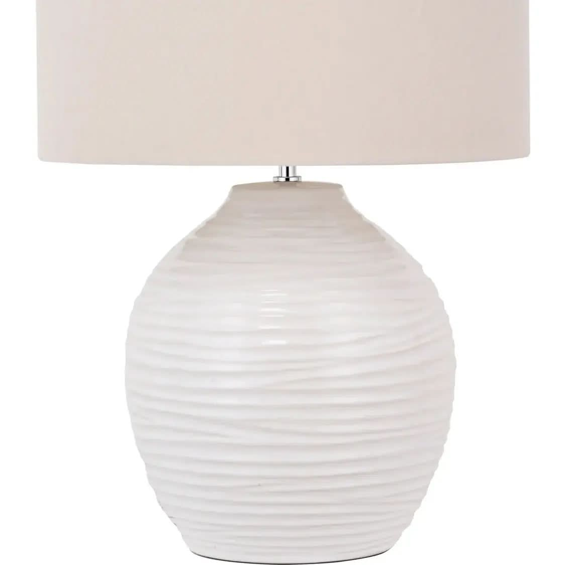 Linnea White Grooved Ceramic Table Lamp   Nicholas John Interiors