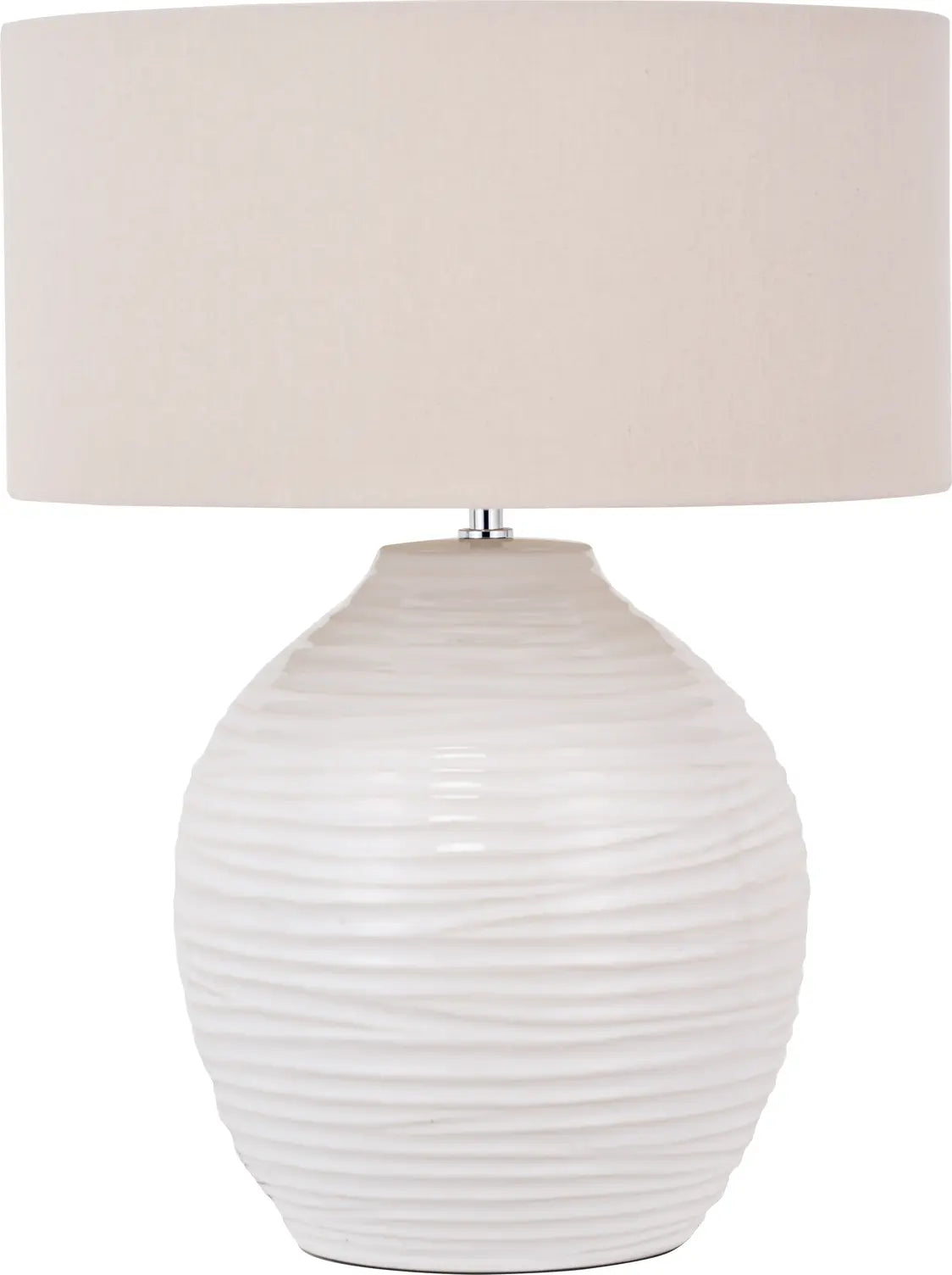 Linnea White Grooved Ceramic Table Lamp  Nicholas John Interiors