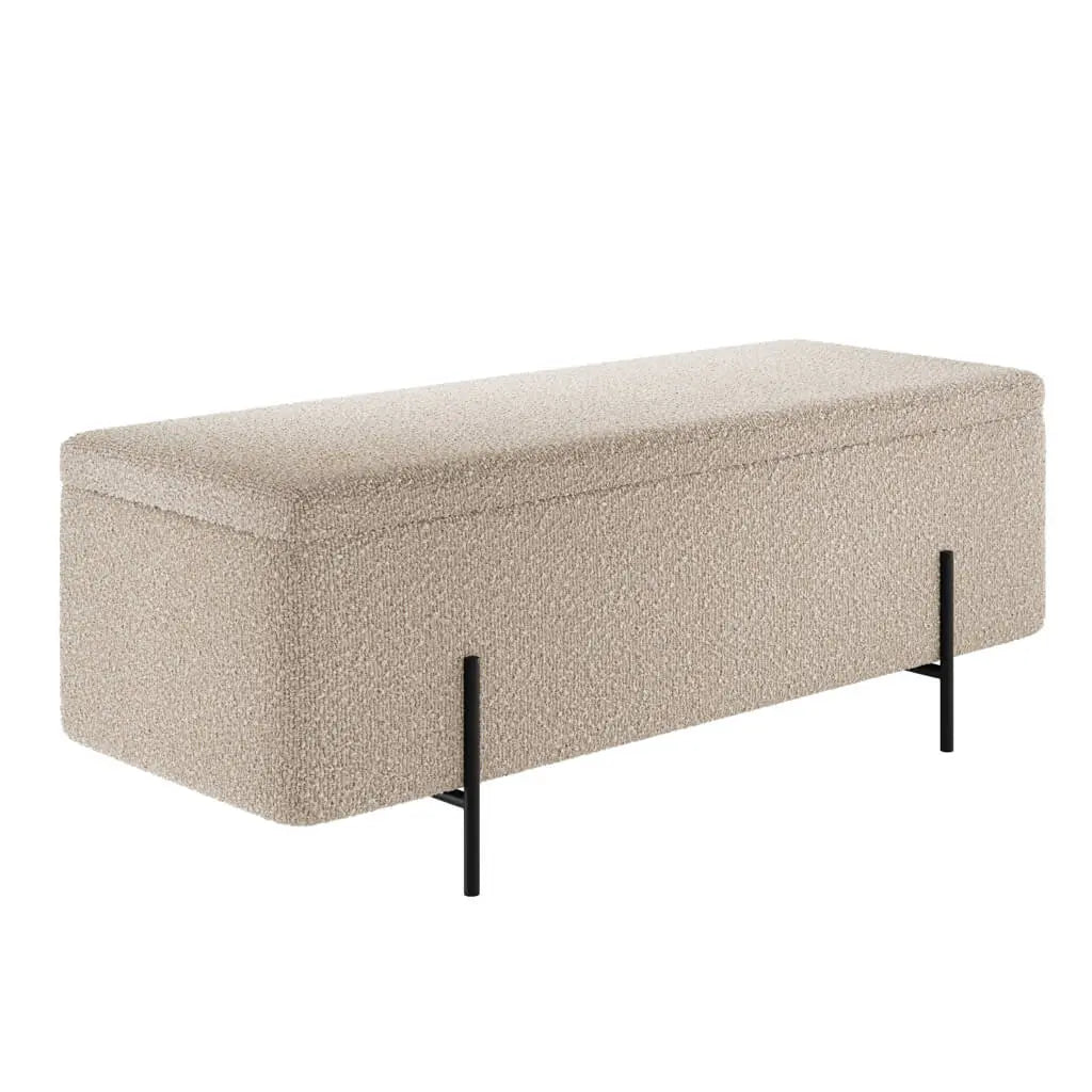 Ashford & Grey Lola Buff Storage Ottoman Buff