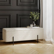 Ashford & Grey Lola Ivory Boucle Storage Ottoman  Nicholas John Interiors