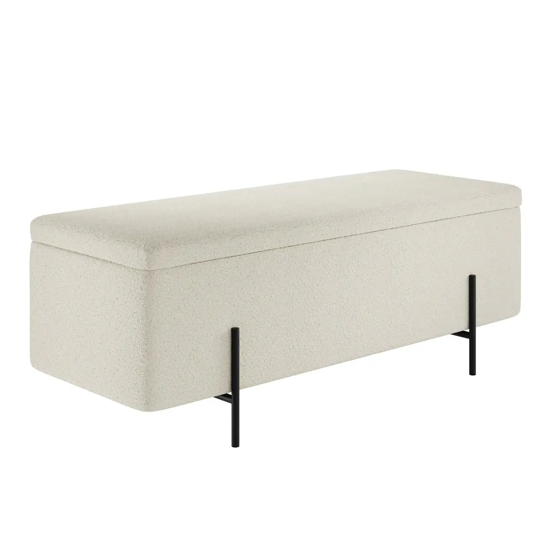 Ashford & Grey Lola Ivory Boucle Storage Ottoman  Nicholas John Interiors
