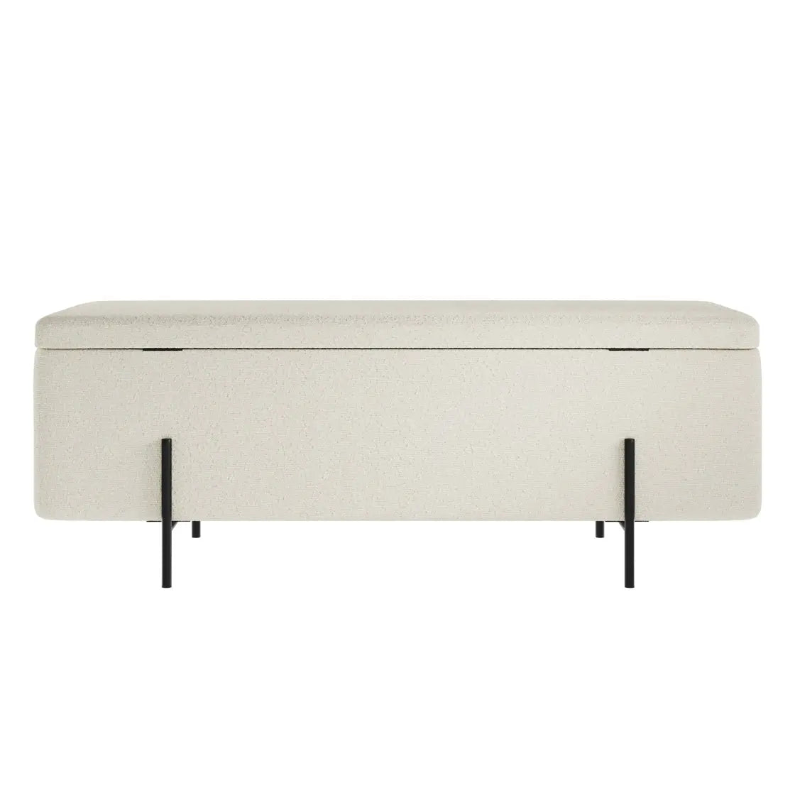 Ashford & Grey Lola Ivory Boucle Storage Ottoman  Nicholas John Interiors