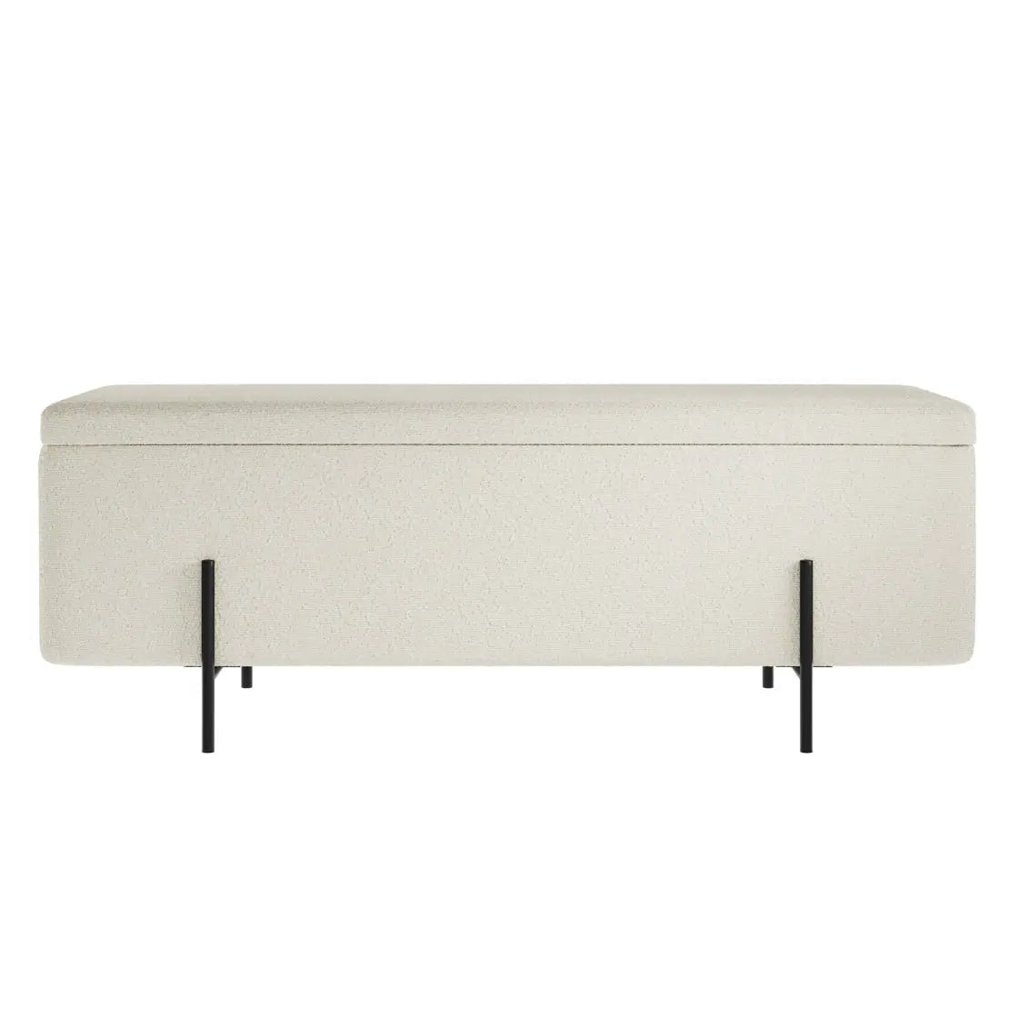 Ashford & Grey Lola Ivory Boucle Storage Ottoman  Nicholas John Interiors