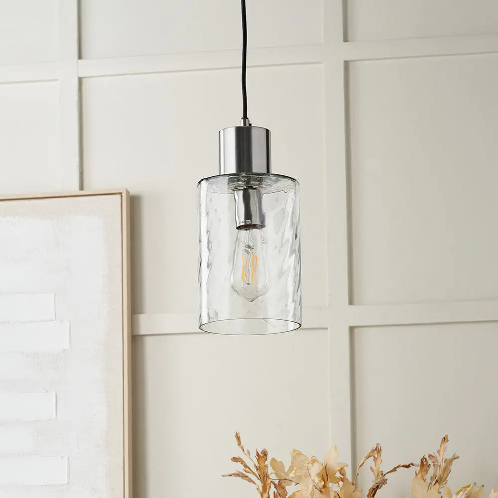 Loxley Ripple Effect Clear Glass Pendant   Nicholas John Interiors