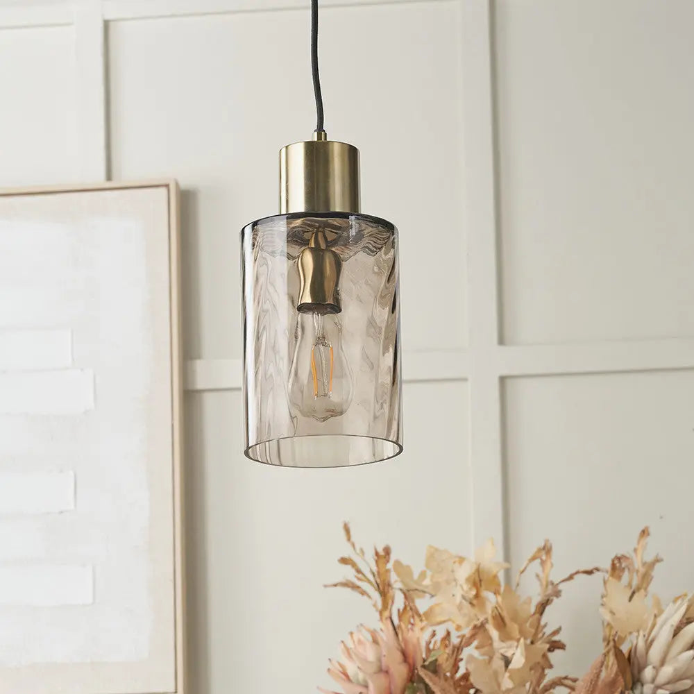 Loxley Ripple Effect Light Brown Glass Pendant   Nicholas John Interiors