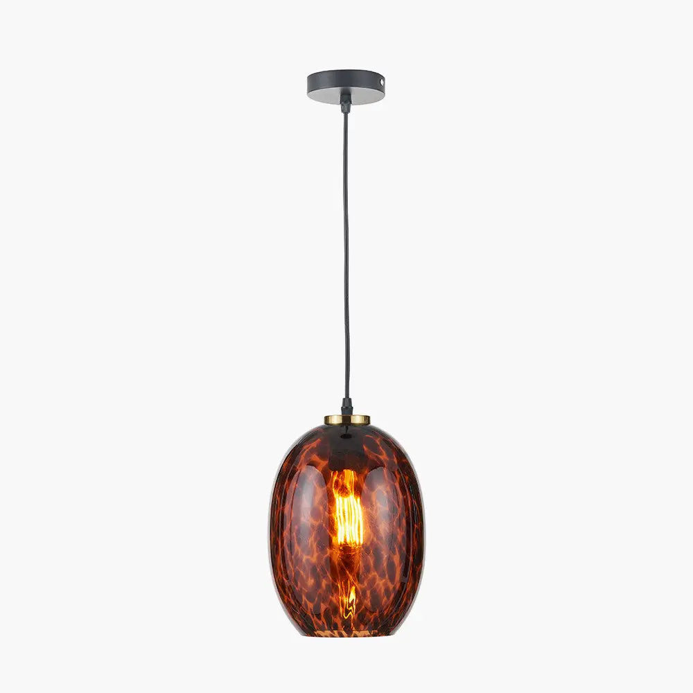 Lucien Tortoiseshell Egg Glass Pendant  Nicholas John Interiors