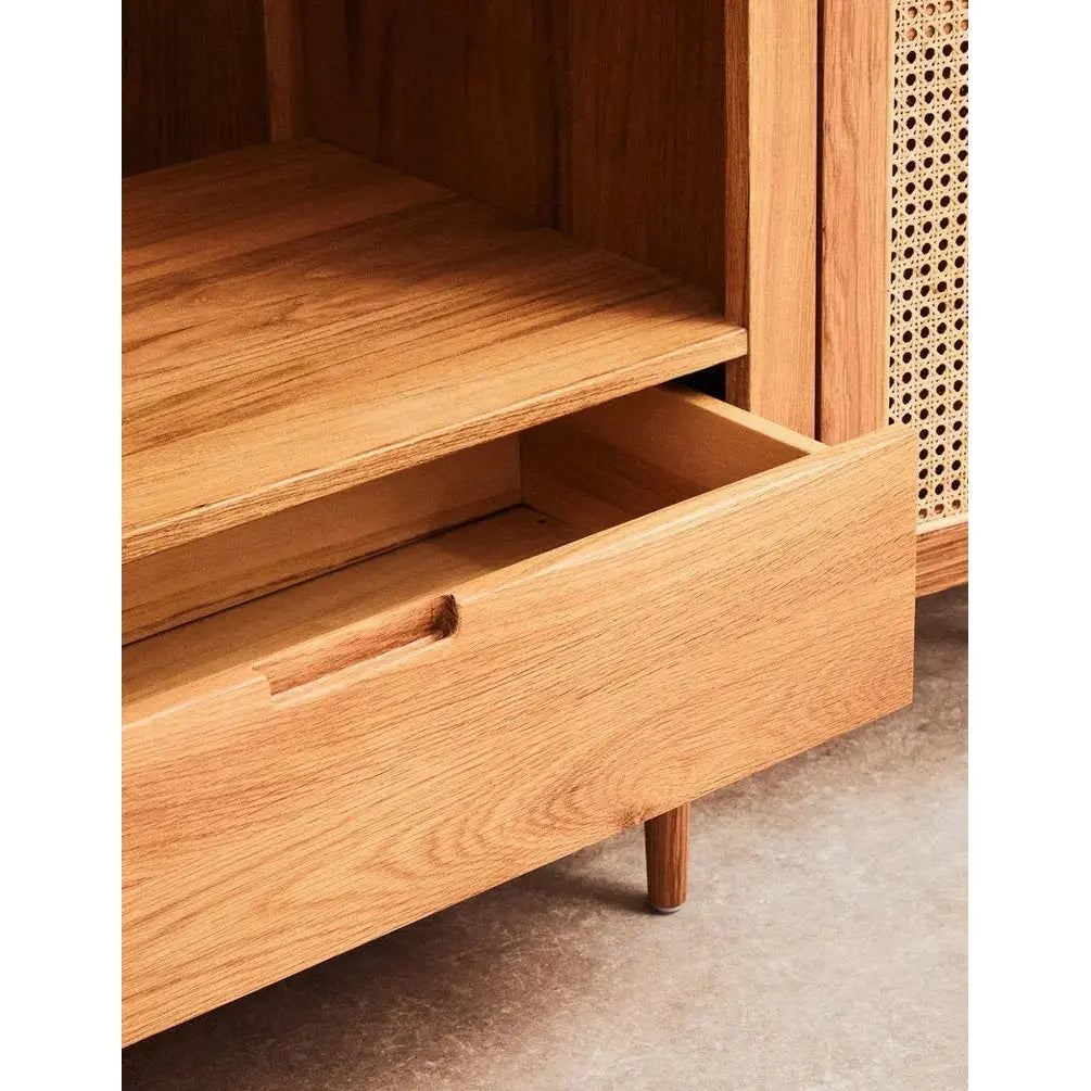 Lynor 2 Door Natural Rattan And Oak Wardrobe   Nicholas John Interiors