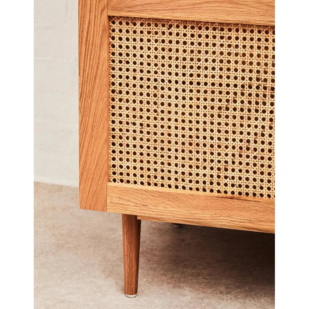 Lynor 2 Door Natural Rattan And Oak Wardrobe   Nicholas John Interiors