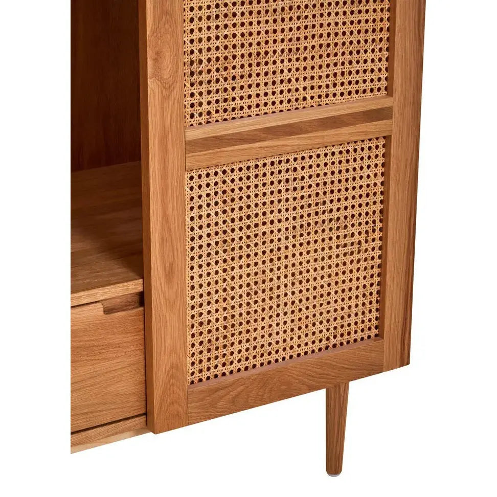 Lynor 2 Door Natural Rattan And Oak Wardrobe   Nicholas John Interiors