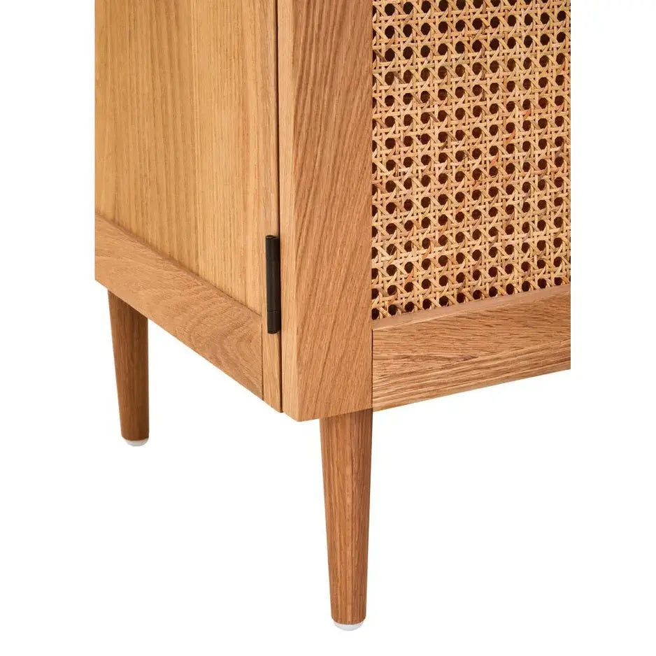 Lynor 2 Door Natural Rattan And Oak Wardrobe   Nicholas John Interiors