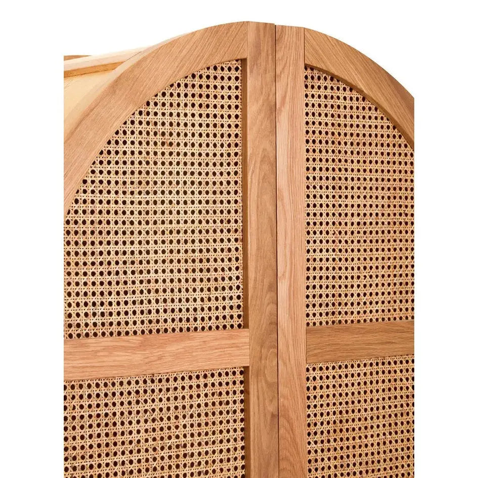 Lynor 2 Door Natural Rattan And Oak Wardrobe   Nicholas John Interiors