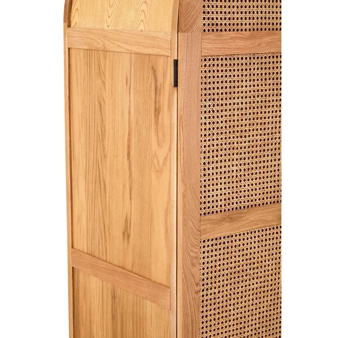 Lynor 2 Door Natural Rattan And Oak Wardrobe   Nicholas John Interiors