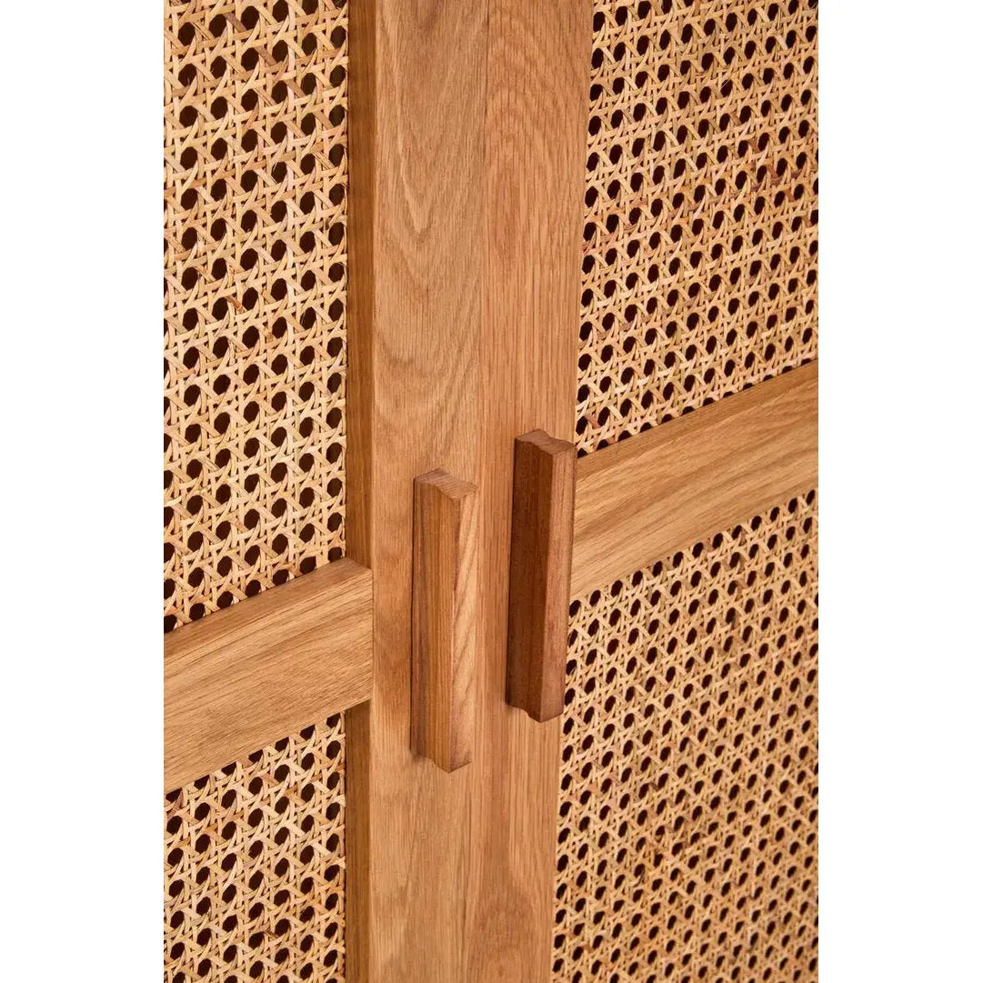Lynor 2 Door Natural Rattan And Oak Wardrobe   Nicholas John Interiors