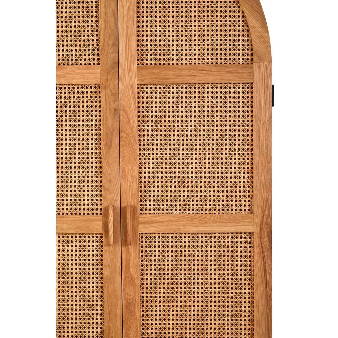 Lynor 2 Door Natural Rattan And Oak Wardrobe   Nicholas John Interiors