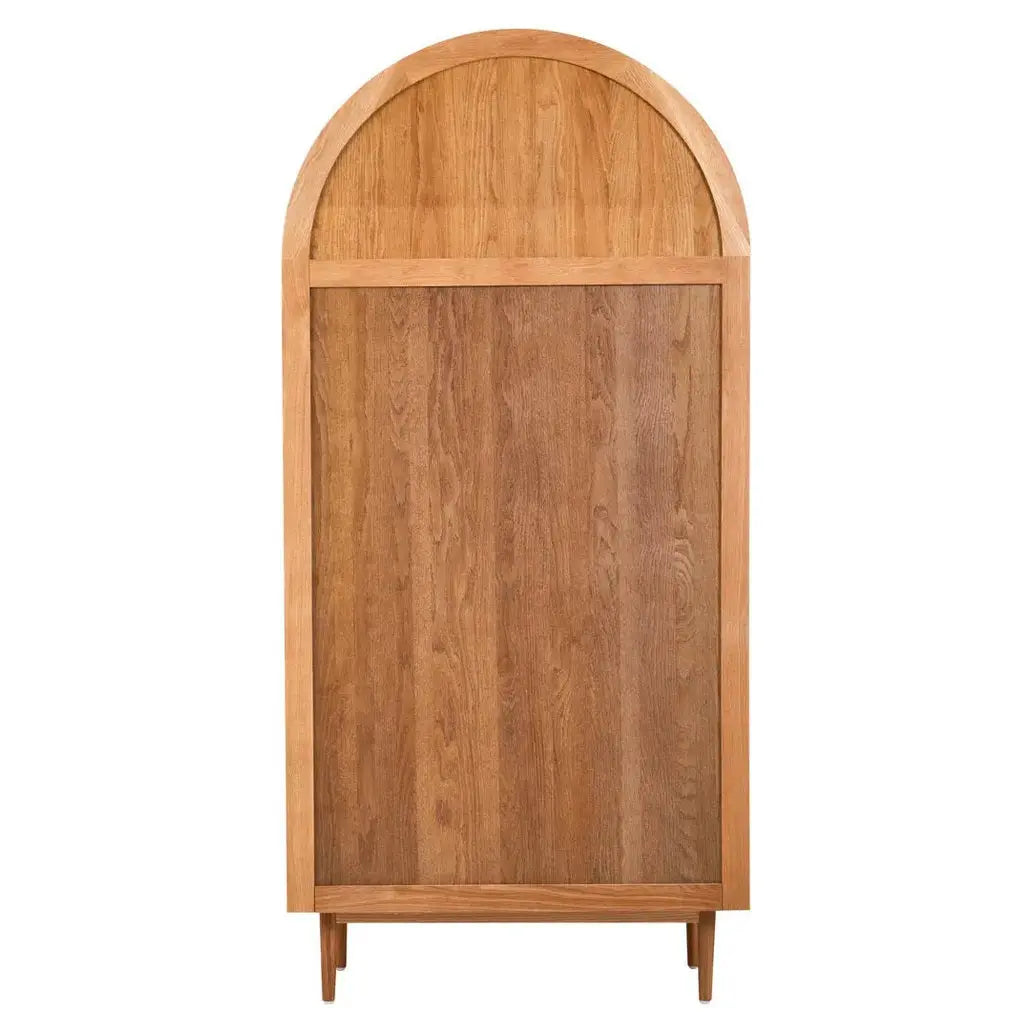 Lynor 2 Door Natural Rattan And Oak Wardrobe   Nicholas John Interiors