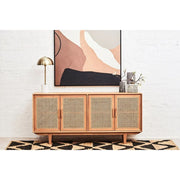 Lynor 4 Door Natural Rattan And Oak Sideboard   Nicholas John Interiors