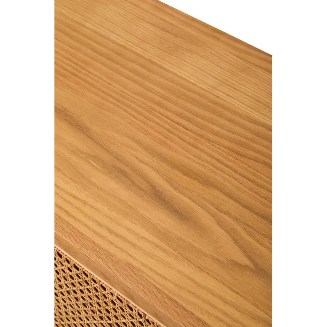 Lynor 4 Door Natural Rattan And Oak Sideboard   Nicholas John Interiors