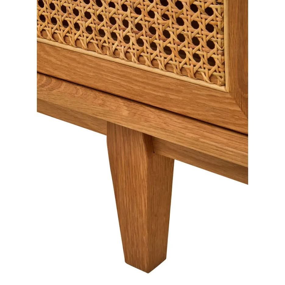 Lynor 4 Door Natural Rattan And Oak Sideboard   Nicholas John Interiors