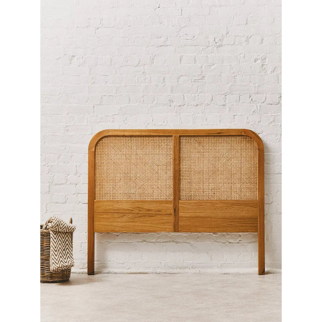 Lynor Natural Rattan And Oak Double Bed Headboard   Nicholas John Interiors