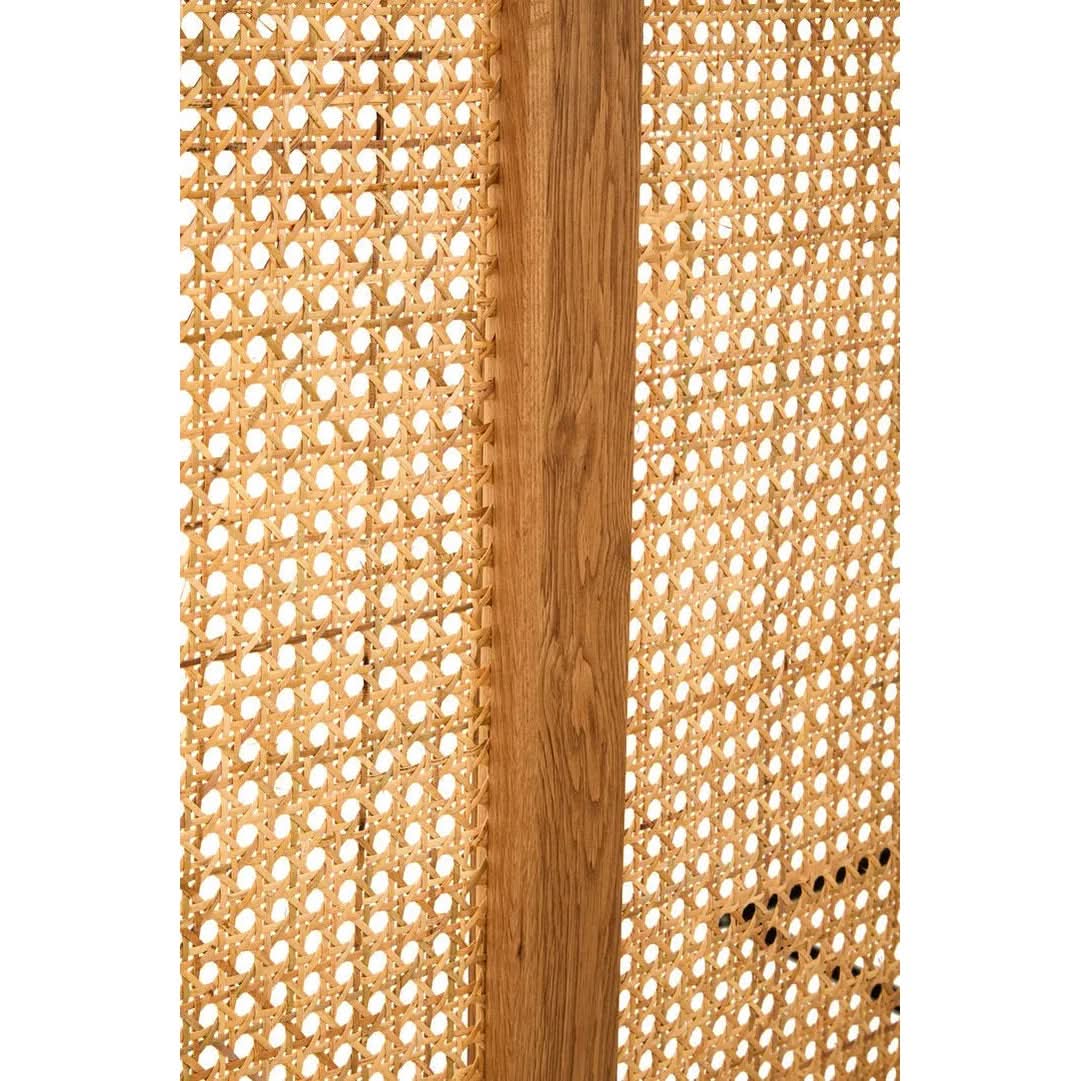 Lynor Natural Rattan And Oak Double Bed Headboard   Nicholas John Interiors