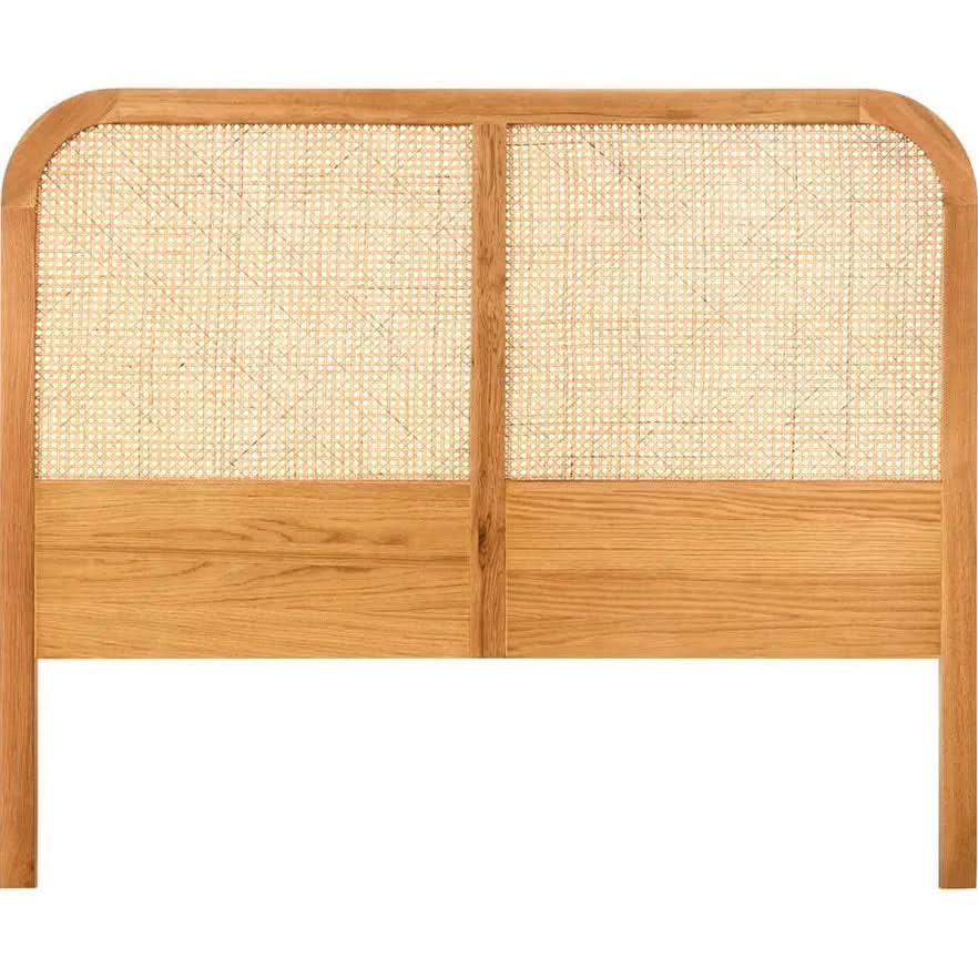 Lynor Natural Rattan And Oak Double Bed Headboard   Nicholas John Interiors