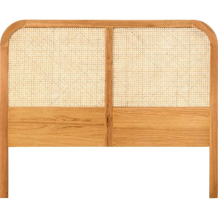 Lynor Natural Rattan And Oak Double Bed Headboard   Nicholas John Interiors