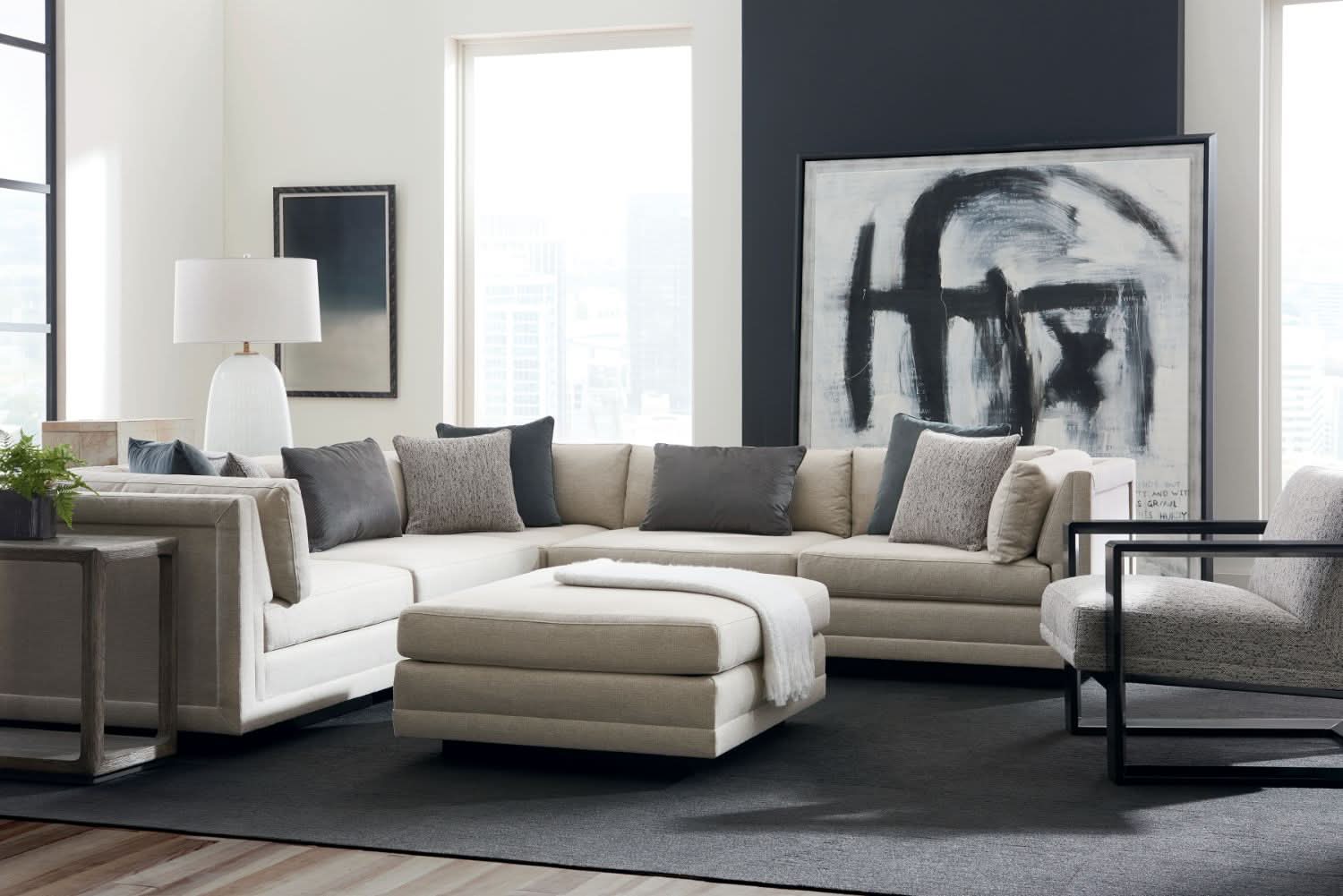 Caracole Fusion Ottoman   Nicholas John Interiors