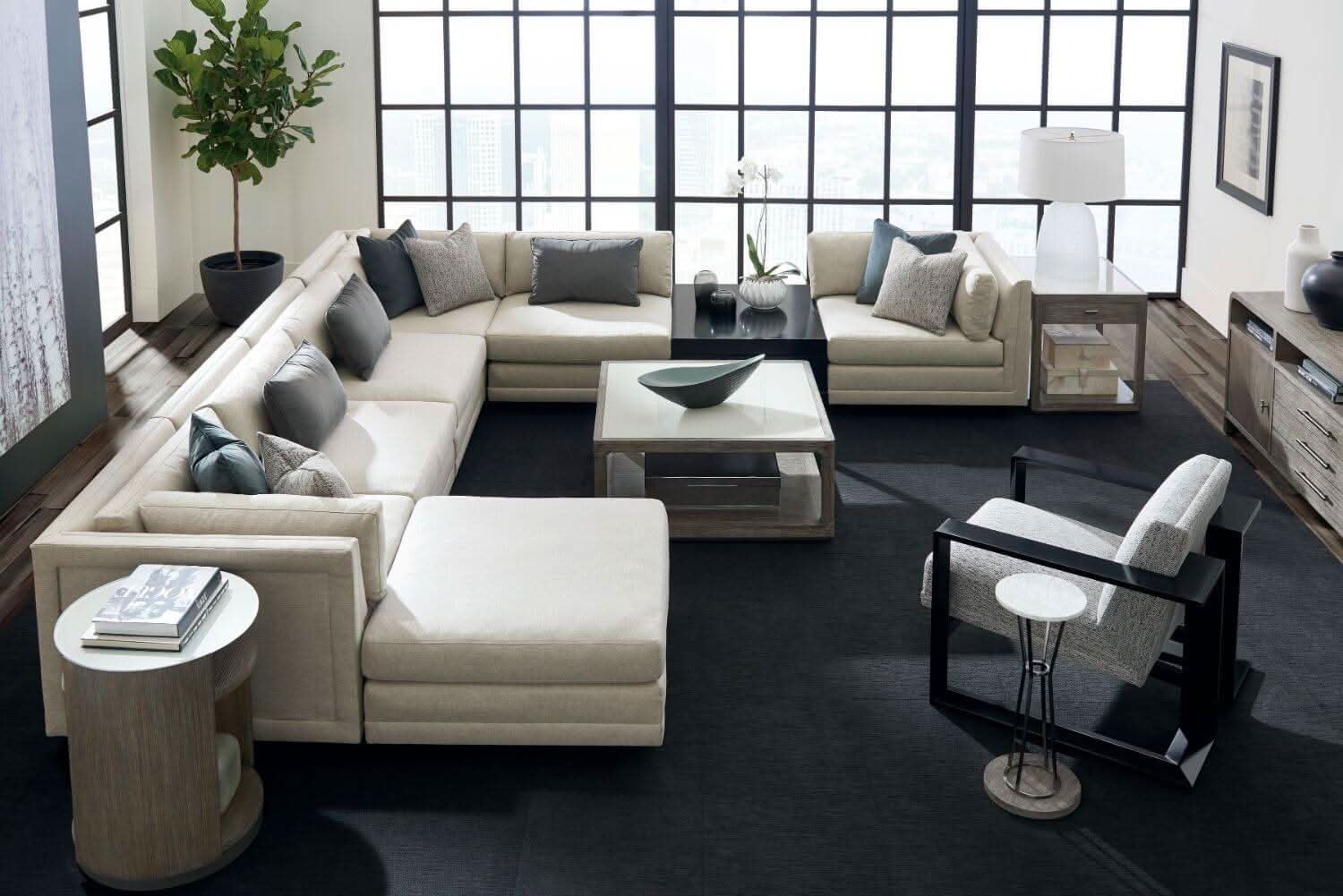 Caracole Fusion Ottoman   Nicholas John Interiors