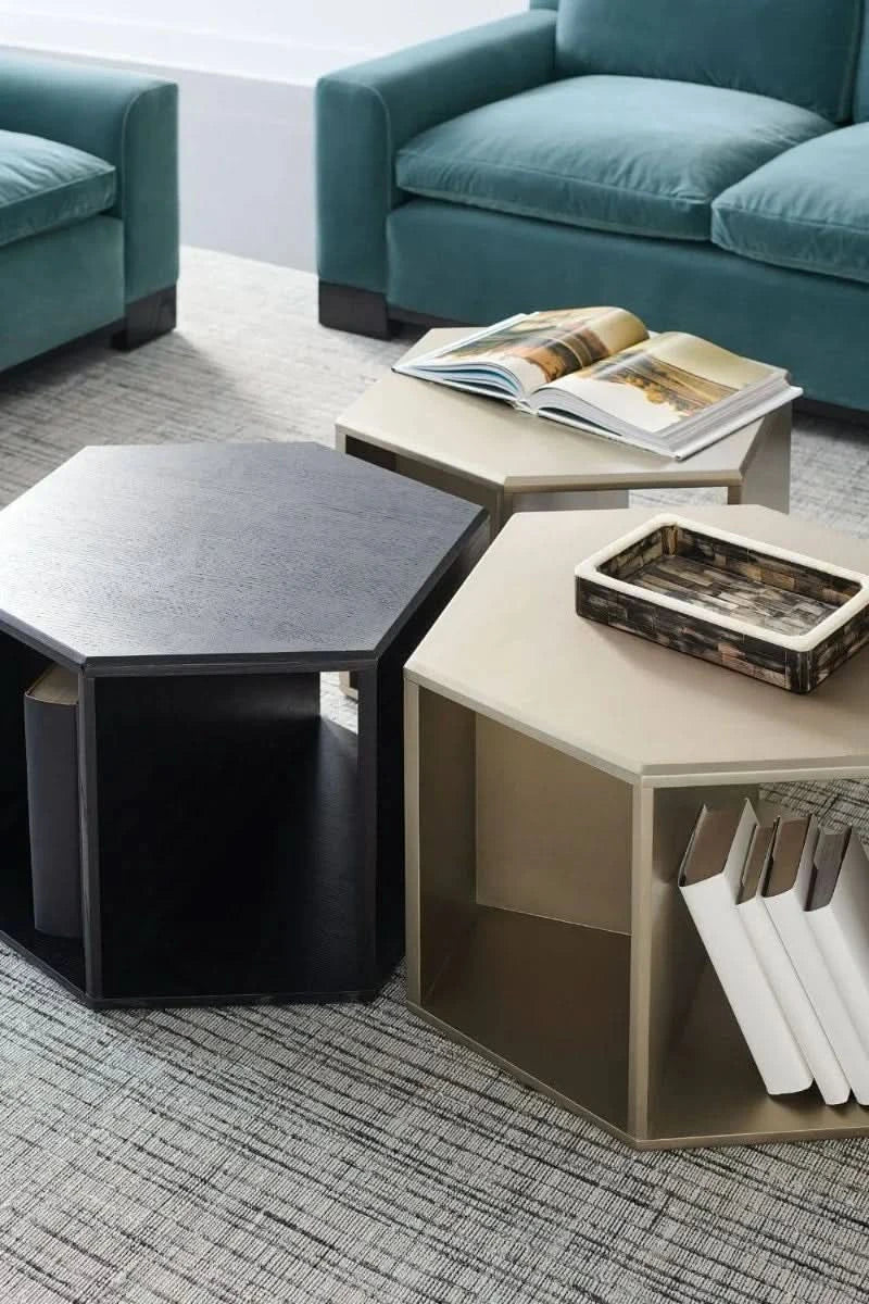 Caracole ReMix Hexagon End/Coffee Table in Black   Nicholas John Interiors