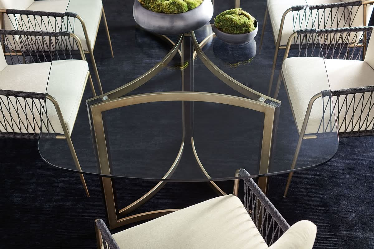 Caracole ReMix Double Pedestal Glass Top Table - 269cm   Nicholas John Interiors