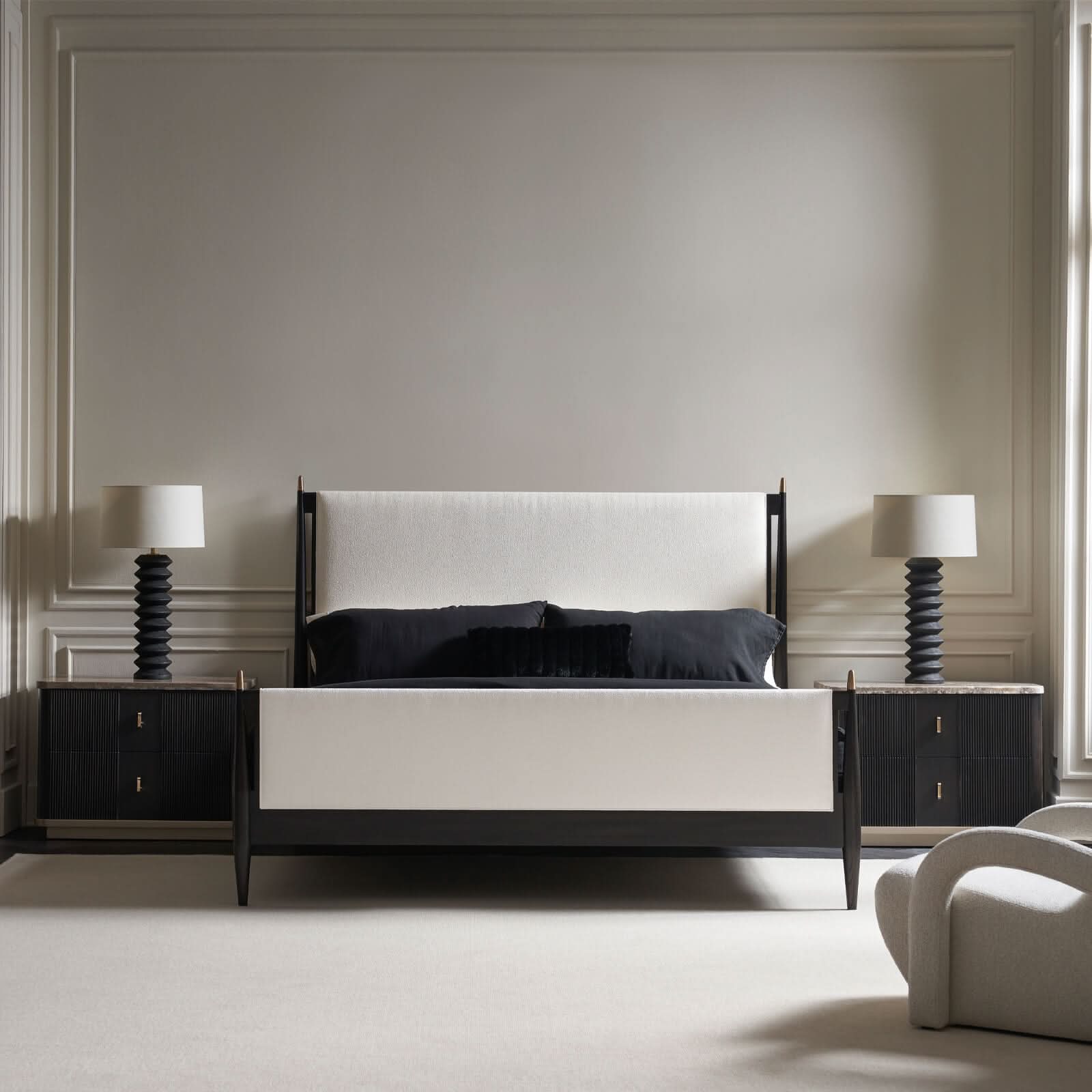 Caracole Rhythm Bedside Table in Black   Nicholas John Interiors