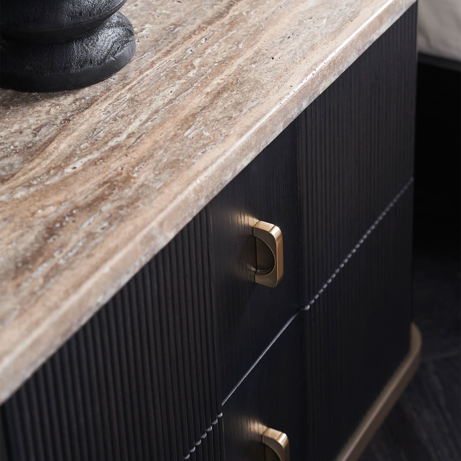 Caracole Rhythm Bedside Table in Black   Nicholas John Interiors