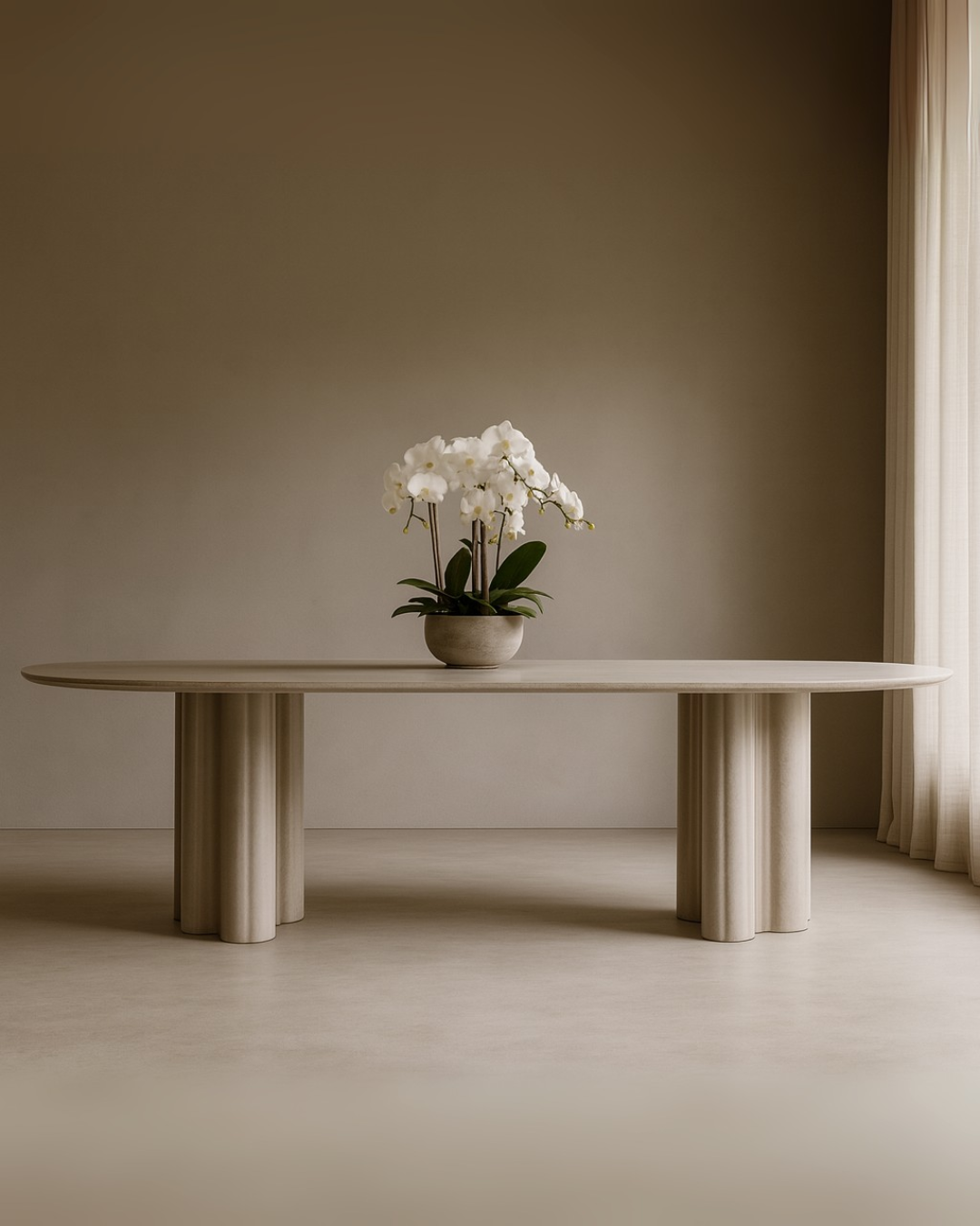 Moon Dining Table 240 - Matte Beige   Nicholas John Interiors