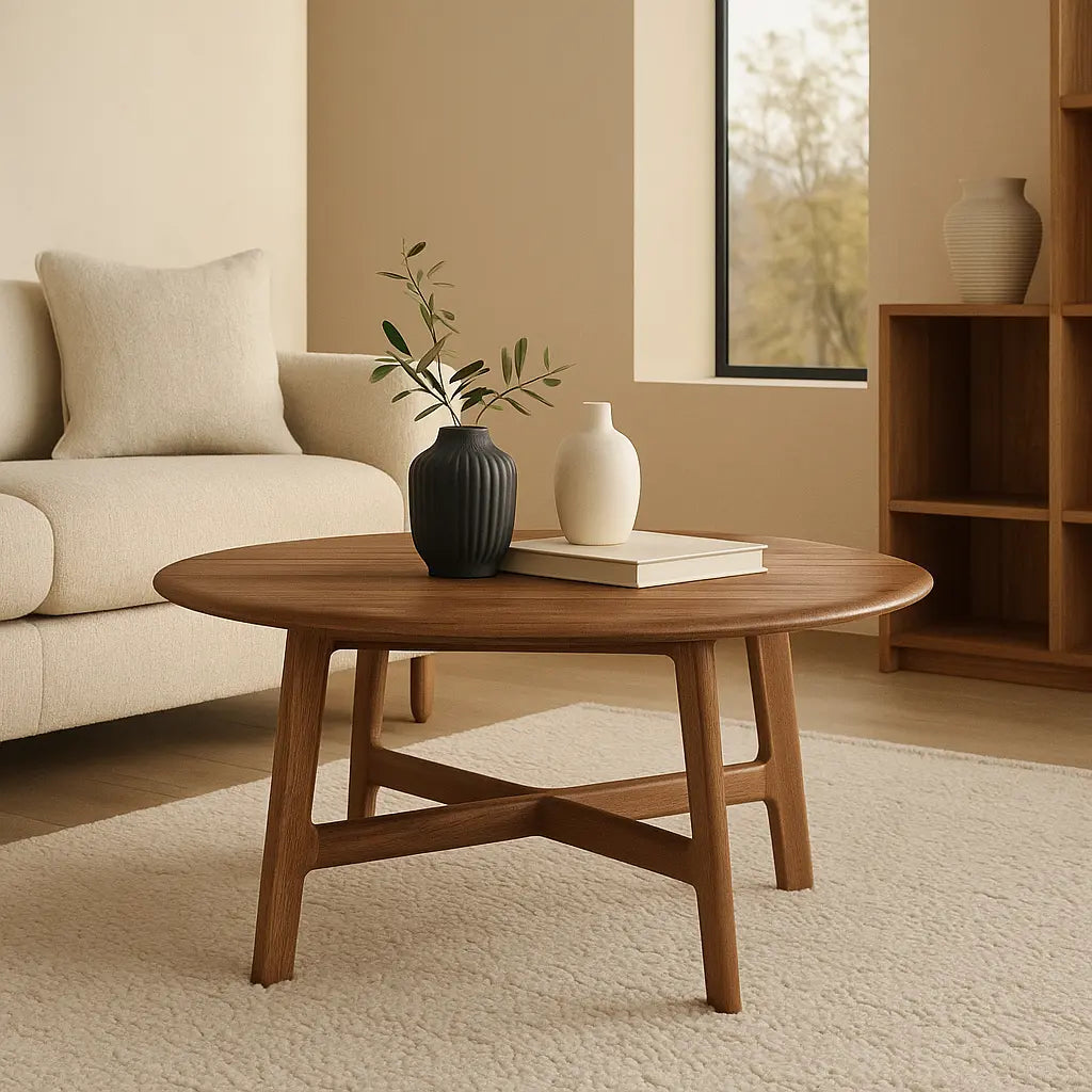 Madaro Round Coffee Table Walnut  Nicholas John Interiors