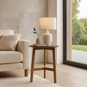 Madaro Round Side Table in Walnut  Nicholas John Interiors